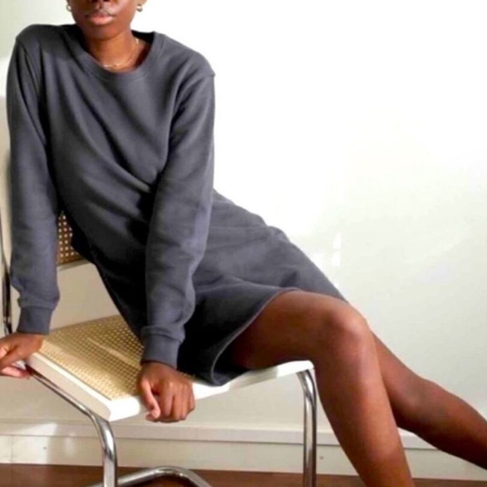 Thakoon Gray Open Back Sweatshirt Dress Mini Casual minimalist XS